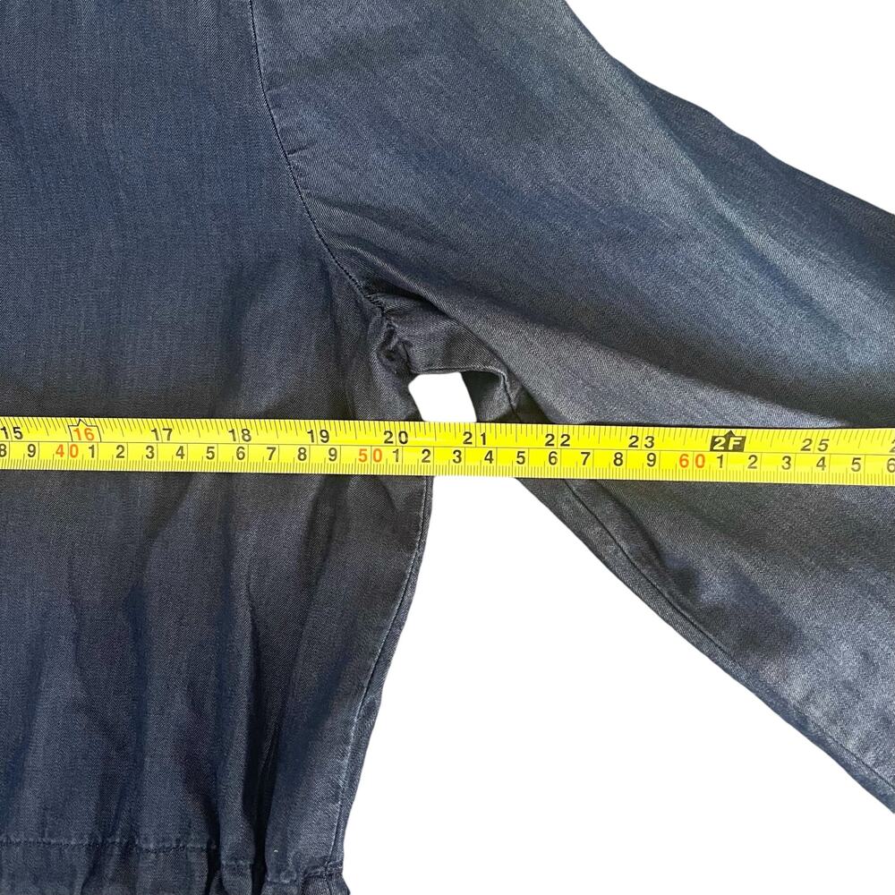 Women's Chico's Adjustable Waist Shacket Utility Jacket Blue Chambray Size 1 - Picture 4 of 6
